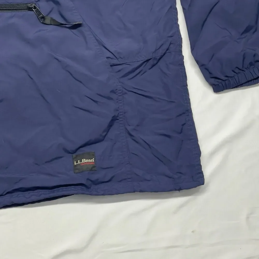 LL Bean Mens XXLT | 2XLT Tall Hooded Packable Windbreaker Navy Hidden Hoodie